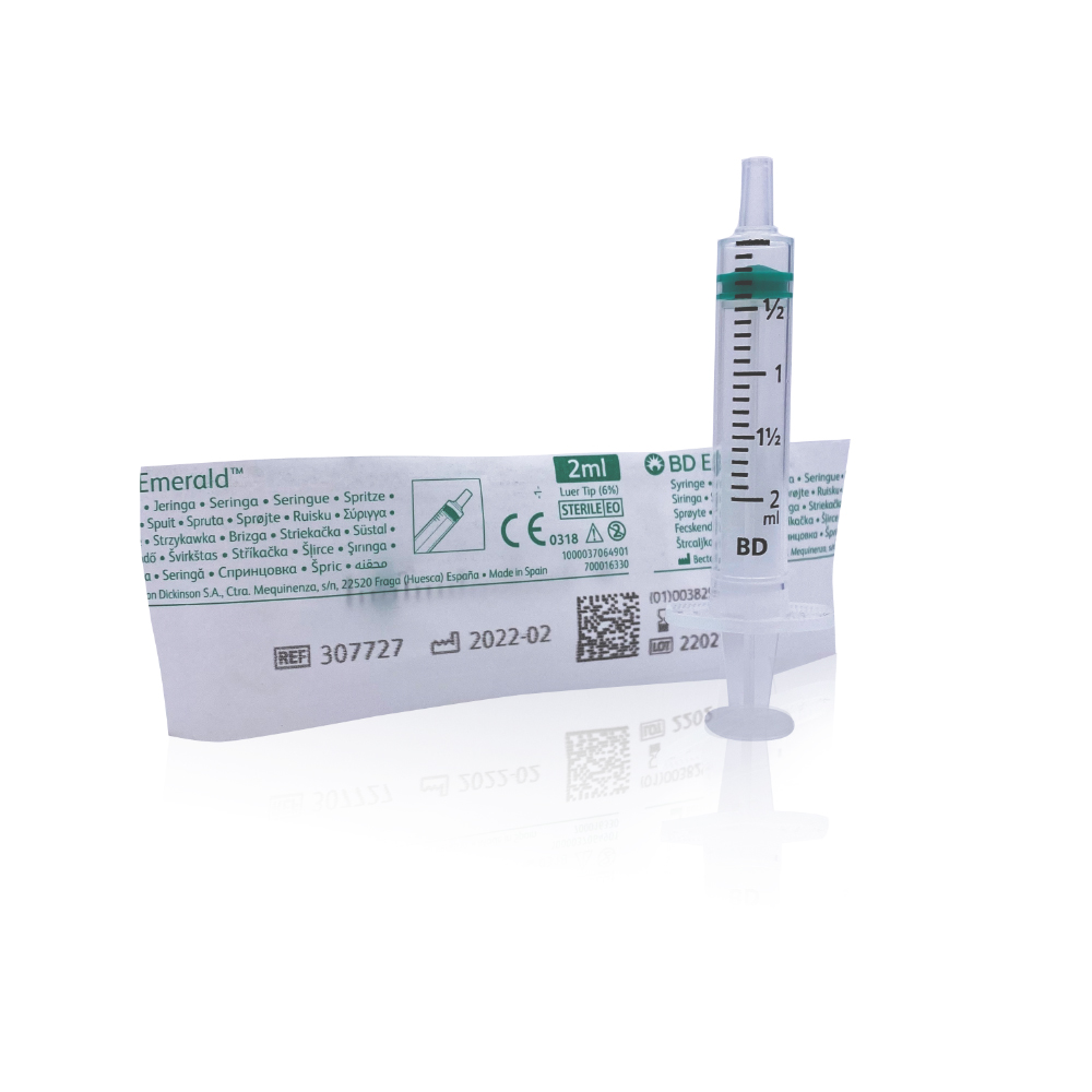 BD Emerald Hypodermic 2ml Syringe – Luer Slip Concentric (Box of 100)