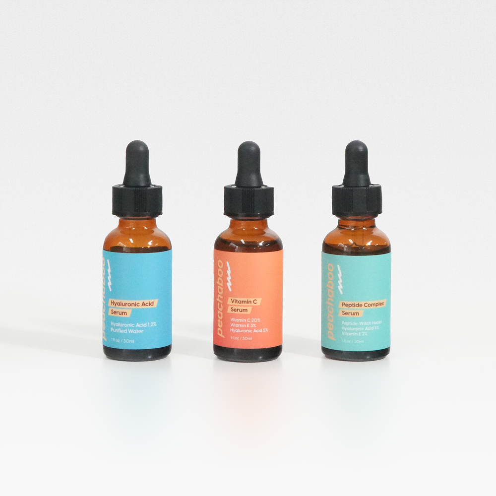 Peachaboo Serum Pack of Three - Vitamin C, Hyaluronic Acid & Peptide Complex - Image 2
